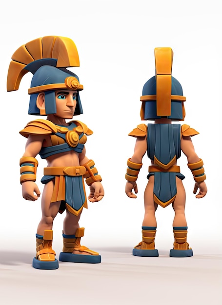 Folha de referência de design de personagens de jogos históricos em 3D inspirada em Age of Empires