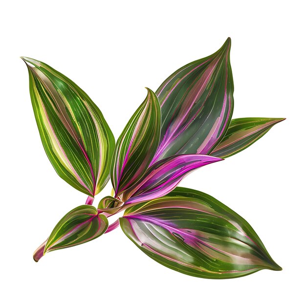 Foto folha de tradescantia isolada com forma de folha com padrão em forma de lança e em clipart de fundo limpo