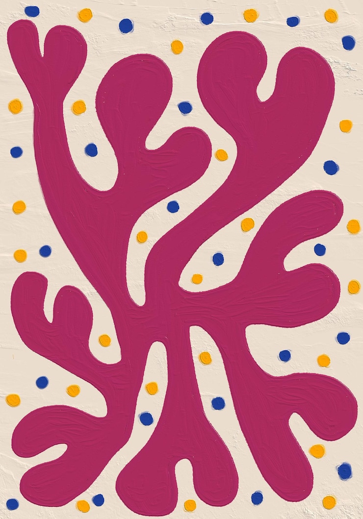 Foto folha desenhada à mão estilo matisse pintura botânica moderna