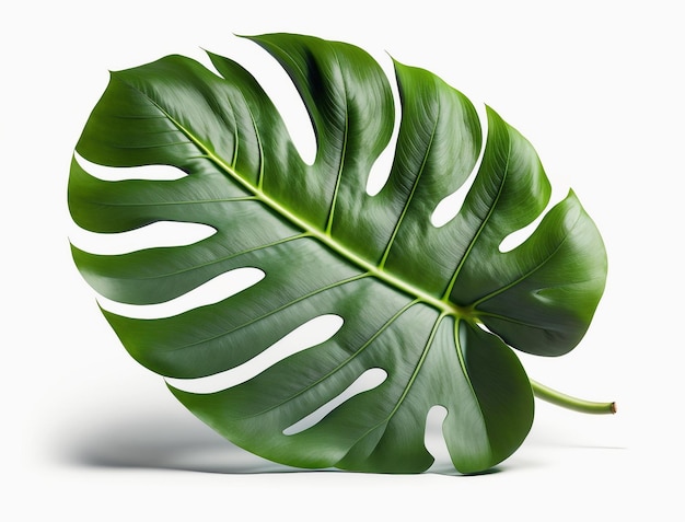 Folha fresca de monstera tropical isolada em fundo branco Generative AI