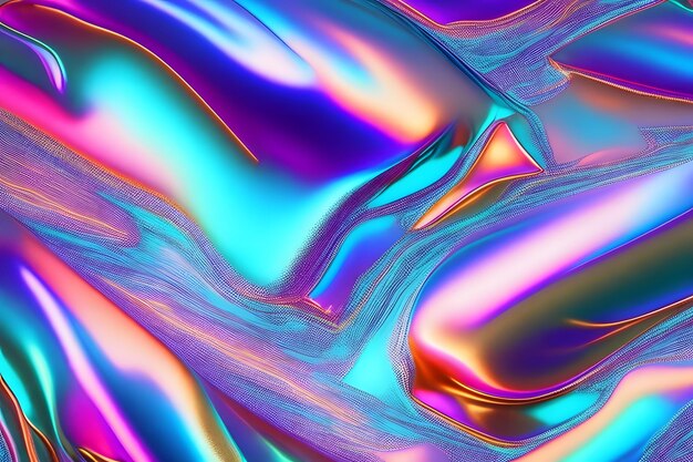 Folha holográfica brilhante Papel holográfico Folha iridescente Textura de fundo Holográfico de fundo holograma iridescente Papel de parede de fundo iridescente brilhante Ai Generativo