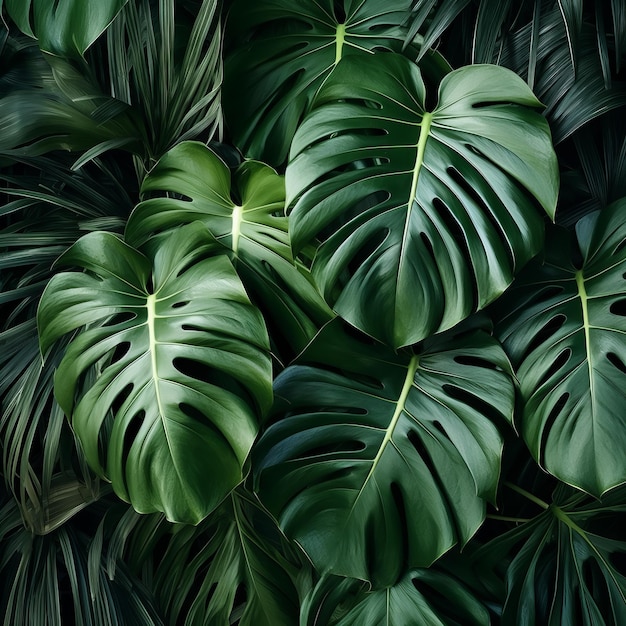 Foto folha realista de monstera em fundo natural foto de estoque