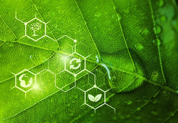 Foto folha verde com estrutura bioquímica