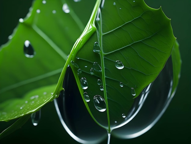 folha verde com gota de água sobre ela