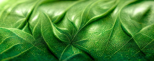 Folha verde espetacular com textura realista revela ilustração 3d digital