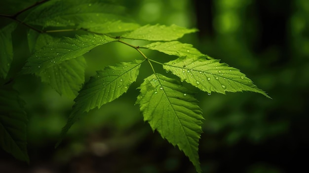 Folha verde na floresta generativa ai