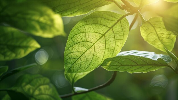 Folha verde vibrante à luz do sol Inteligência Artificial Gerativa