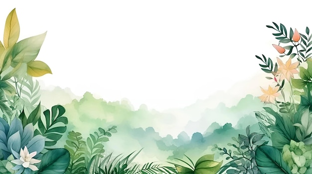 folhagem de fundo da natureza com estilo de aquarela