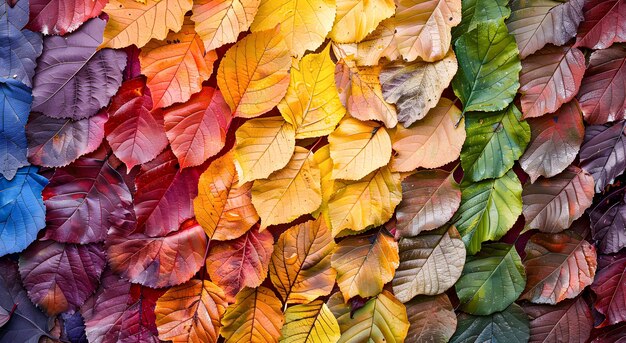 Folhas caídas de textura colorida