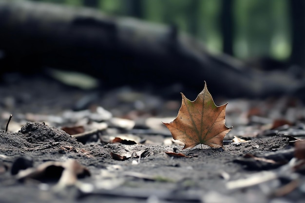 Foto folhas caídas no chão na floresta foco seletivo