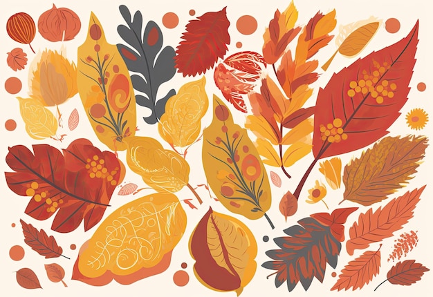 Foto folhas coloridas de outono caindo sem costura padrão generative ai