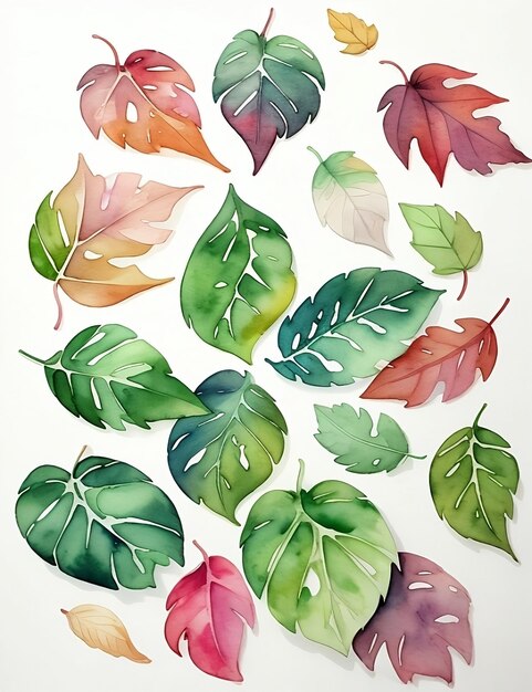 Folhas de aquarela