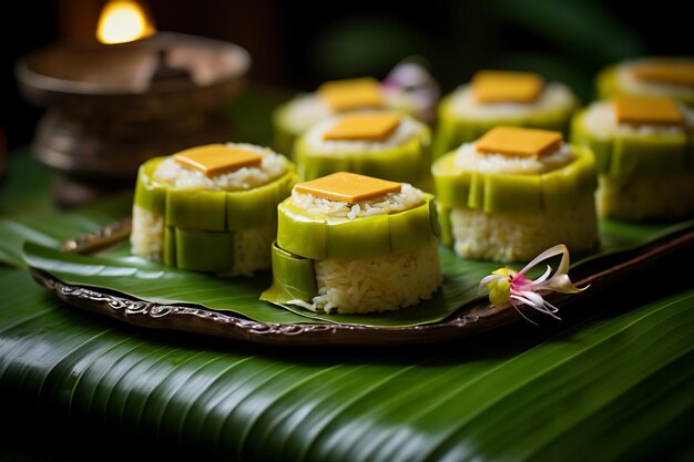 Foto folhas de banana no estilo de pastelaria indonésia