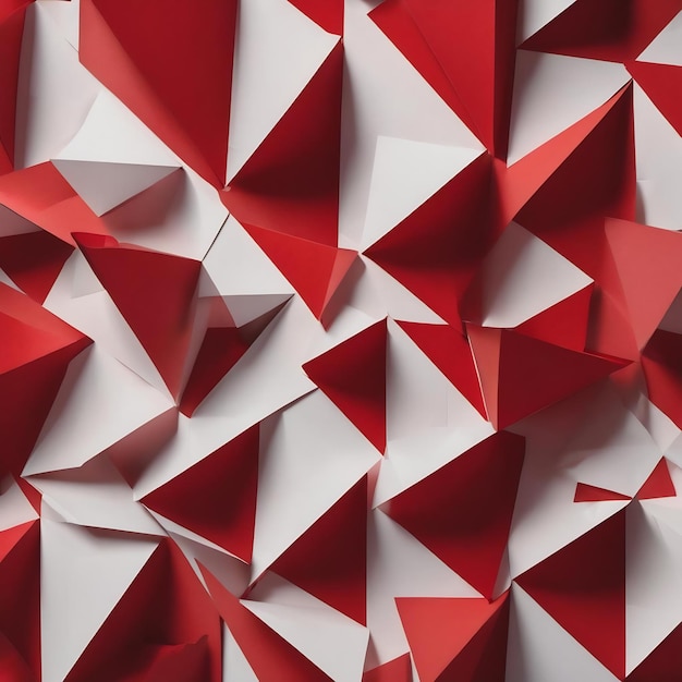 Folhas de cartão triangulares vermelhas e brancas com espaço para cópias