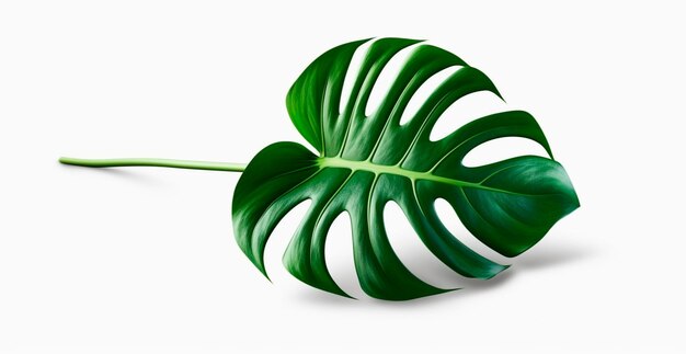 Foto folhas de monstera da selva tropical isoladas na imagem gerada por ia de fundo branco