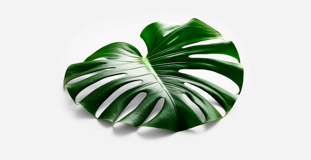 Foto folhas de monstera da selva tropical isoladas na imagem gerada por ia de fundo branco