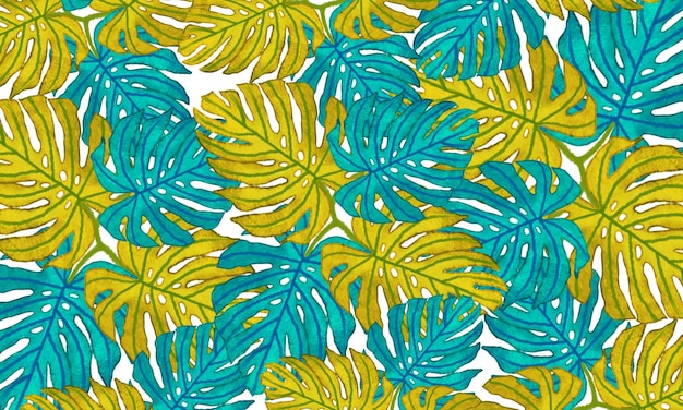 folhas de monstera de plantas tropicais coloridas fundo de papel de parede