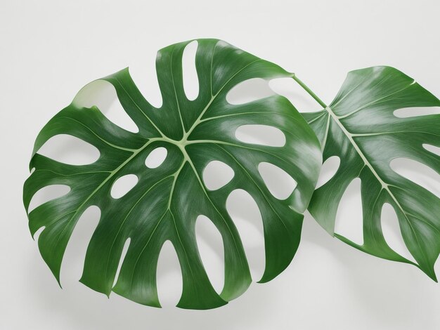 Foto folhas de monstera reais em fundo branco