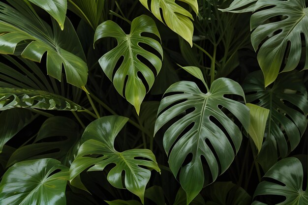 folhas de monstera verde vintage em fundo sem costura