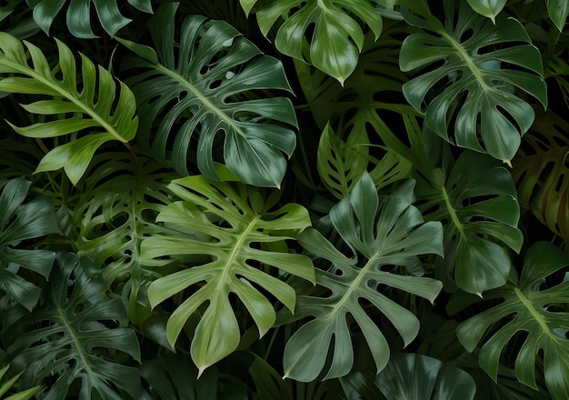 folhas de monstera verde vintage em fundo sem costura