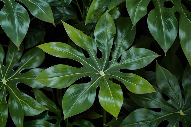 folhas de monstera verde vintage em fundo sem costura