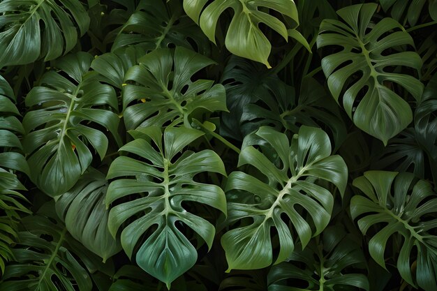 folhas de monstera verde vintage em fundo sem costura