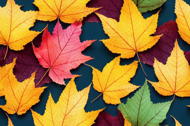 Folhas de outono coloridas fundo sem costura padrão floral