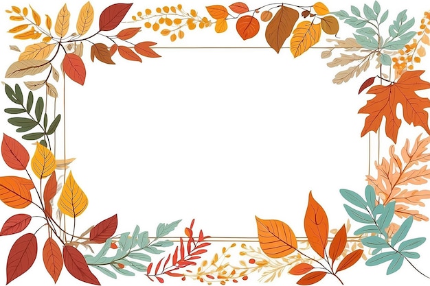 Folhas de outono desenhadas à mão fundo Quadro floral fundo isolado Quadro geométrico modelo de cartão de convite com folhas de Outono