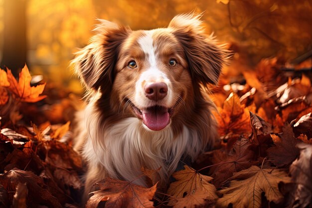 Folhas de outono e um cachorro