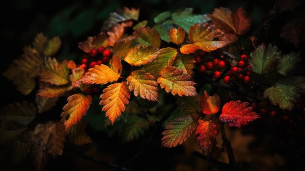 Folhas de outono em cores laranja e amarelas