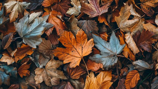 Folhas de outono fundo com cores ricas e quentes de folhas de outono folhas caídas no chão