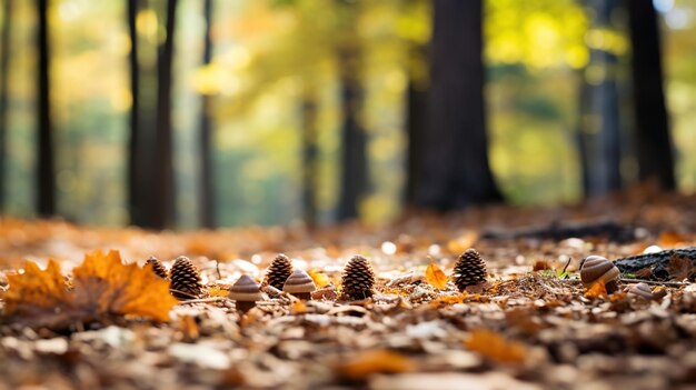 folhas de outono na floresta Generative Ai