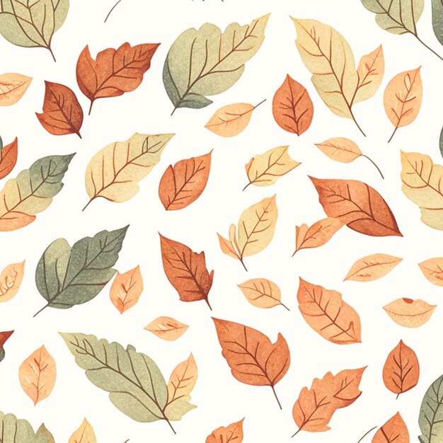 Folhas de outono padrão sem costura fundo aquarelas claras