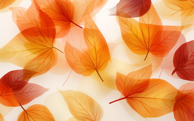 folhas de outono sobre um fundo branco