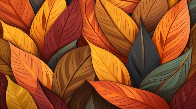 folhas de outono vibrantes textura fundo papel de parede design abstrato
