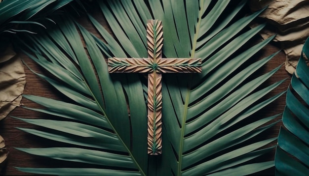 Folhas de palmeira em comemoração ao Domingo de Ramos AI generative