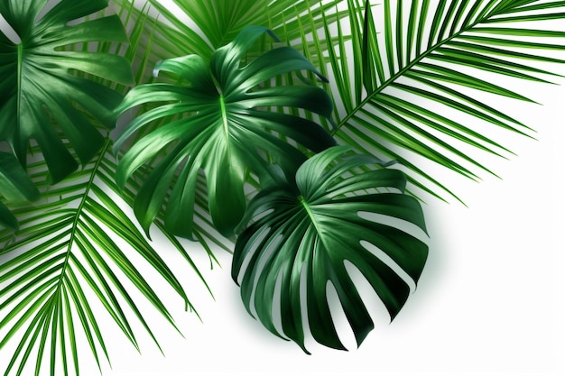 Folhas de palmeira isoladas no fundo branco