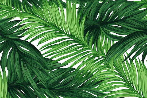 Folhas de palmeira verde padrão tropical deixa fundo transparente