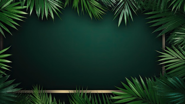 Folhas de palmeira verdes com espaço para cópia