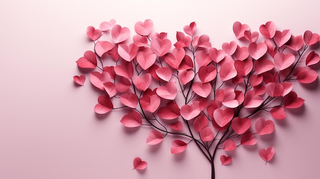 Folhas de rosa em forma de coração se dispersam