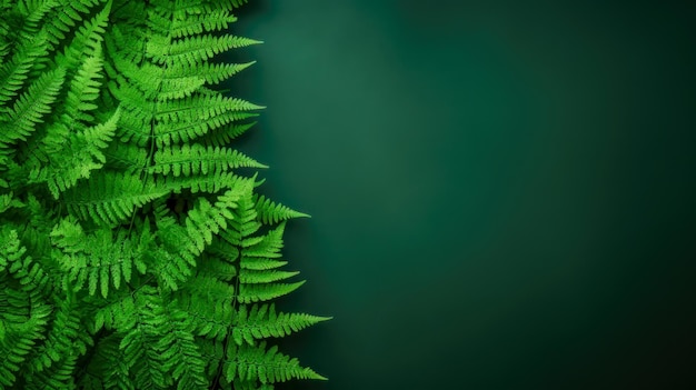 Folhas de samambaia tropical em foco em um fundo verde claro Uma imagem abstrata da natureza com profundidade