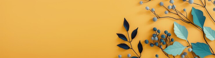 Foto folhas decorativas contra um fundo amarelo criando um efeito de arte moderna