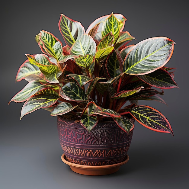 Folhas decorativas Variegated Croton ou Codiaeum Variegatum planta folhas coloridas generative AI