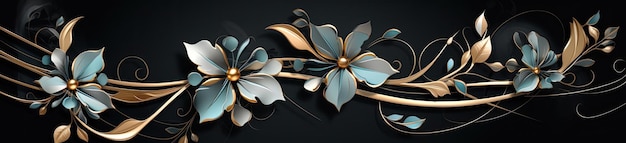 folhas douradas prateadas pretas e marfim no estilo realismo com elementos surrealistas