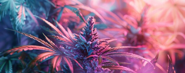 Folhas exuberantes de plantas de cannabis em close-up foto foto profissional