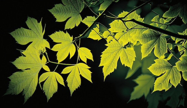 Folhas frescas de galho verde