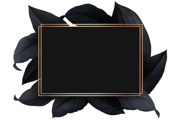 Folhas pretas com elemento de design de moldura retangular dourado