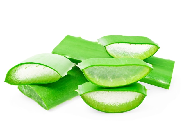 Folhas recém-cortadas de aloe vera