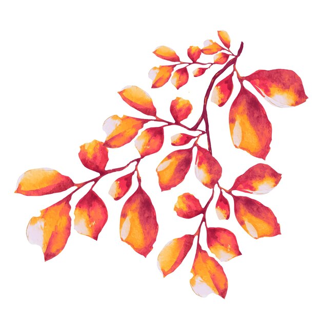 Folhas secas em uma ilustração de outono de galho de árvore