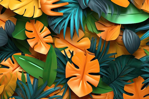 folhas tropicais 3d